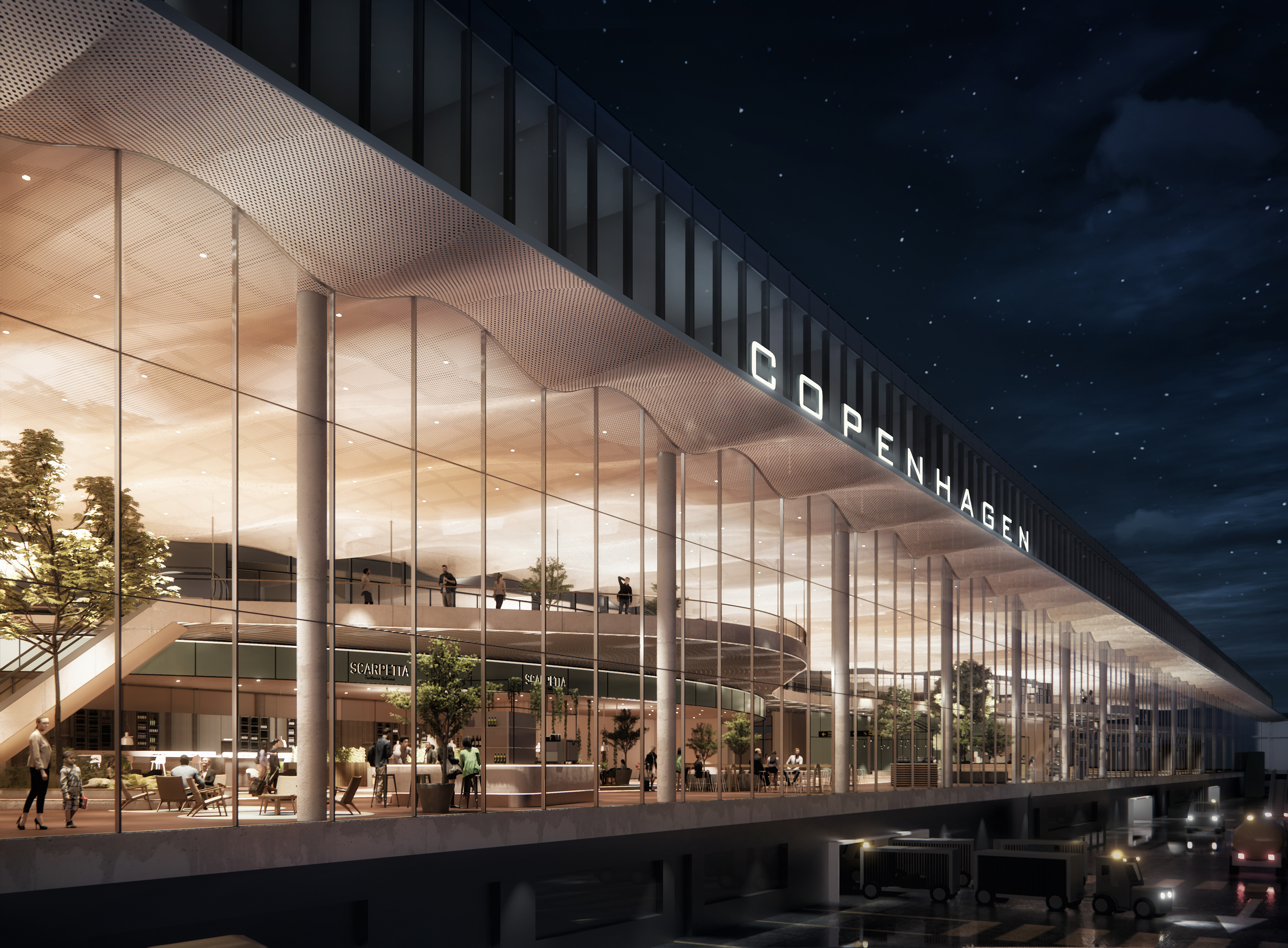 Tegning af facaden på kommende udvidelse af Terminal 3 i Københavns Lufthavn