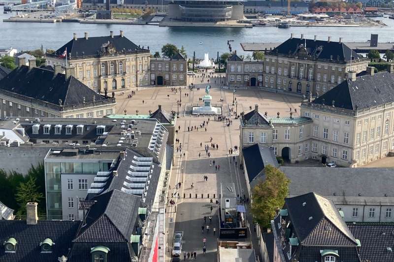 Luftfoto af Amalienborg og Frederiksstaden 